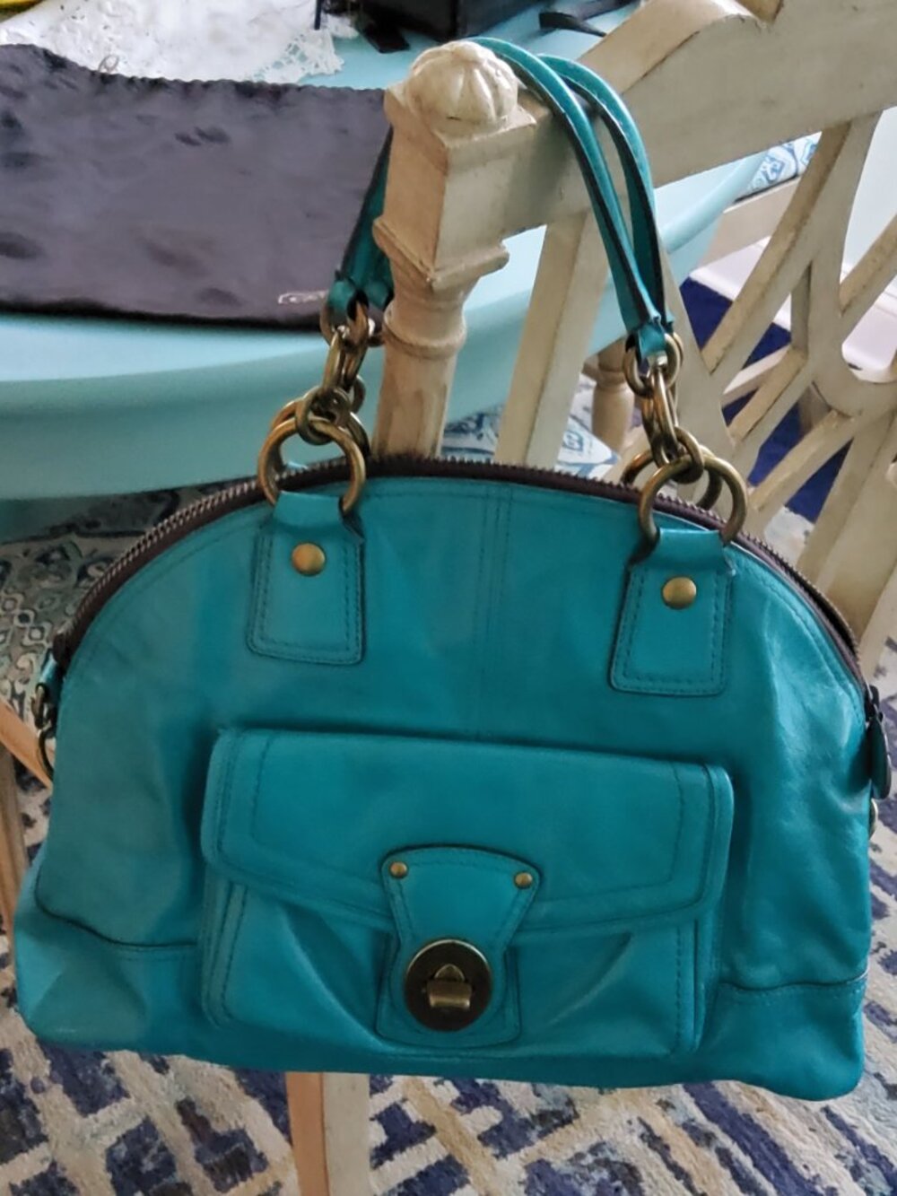 Coach Y2K Francine Satchel/Crossbody in Turquoise 12295